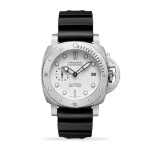 Replica Panerai Submersible Men Automatic White Rubber Watch PAM01223