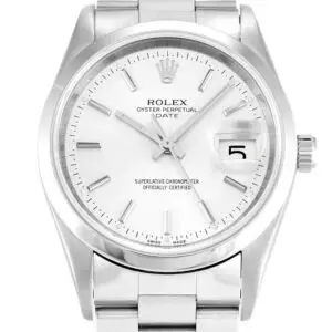 Rolex Oyster Perpetual Date Silver Dial 15200 34 mm